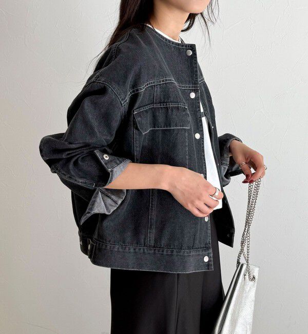 fredy emue「ニュアンスデニムノーカラージャケット」|ノーカラージャケット|