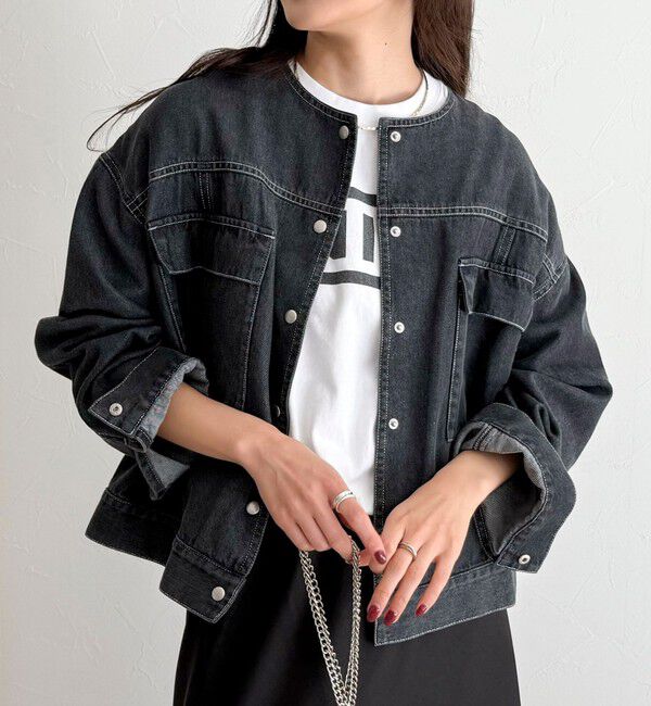 fredy emue「ニュアンスデニムノーカラージャケット」|ノーカラージャケット|