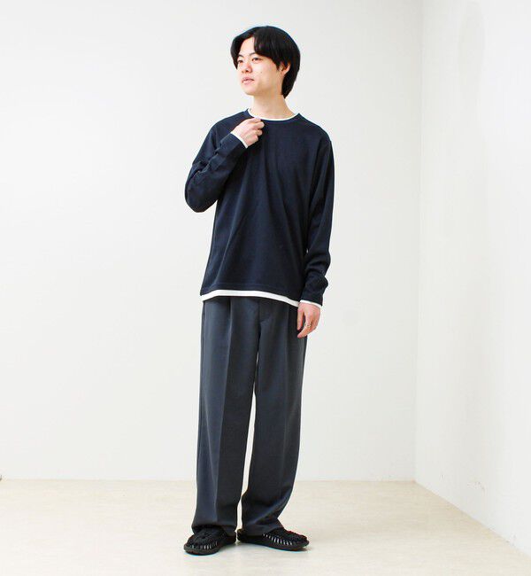 GLOSTER「メランジ微起毛スムース フェイクレイヤード ロンT」|Tシャツ・カットソー|