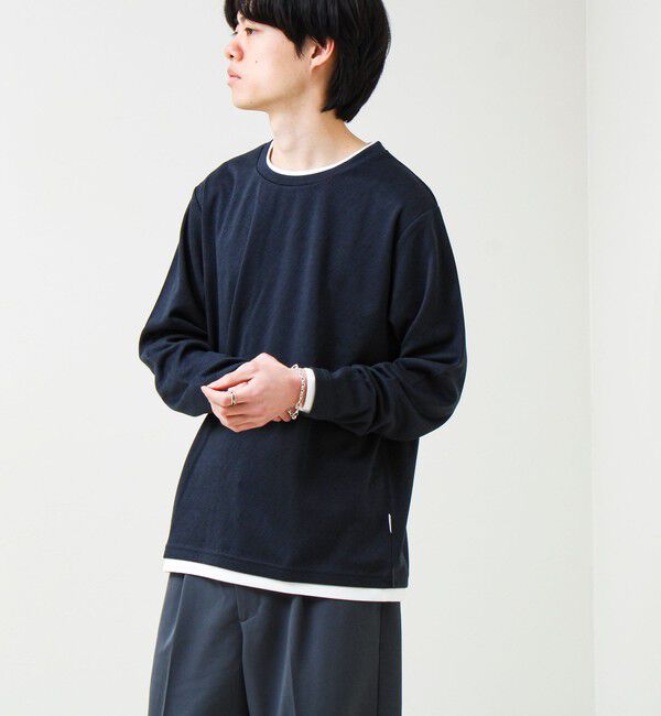 GLOSTER「メランジ微起毛スムース フェイクレイヤード ロンT」|Tシャツ・カットソー|