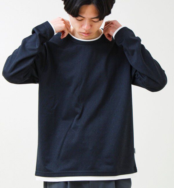 GLOSTER「メランジ微起毛スムース フェイクレイヤード ロンT」|Tシャツ・カットソー|