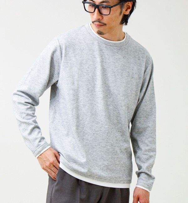 GLOSTER「メランジ微起毛スムース フェイクレイヤード ロンT」|Tシャツ・カットソー|