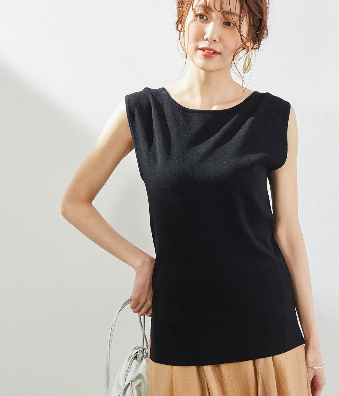 Rope&rsquo;Picnic「後ろ結びゼロスリーブプルオーバー」|ニット・セーター|