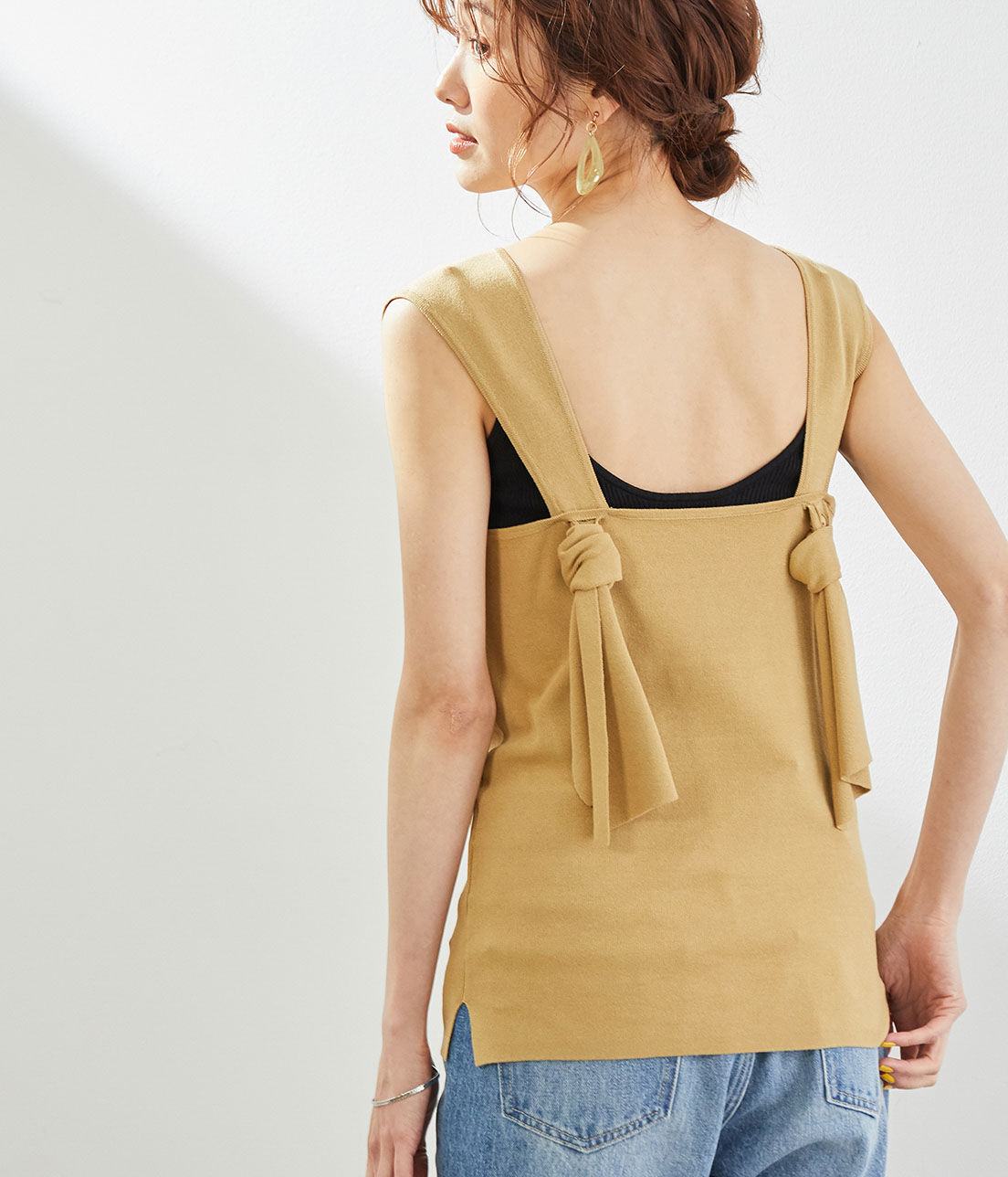 Rope&rsquo;Picnic「後ろ結びゼロスリーブプルオーバー」|ニット・セーター|