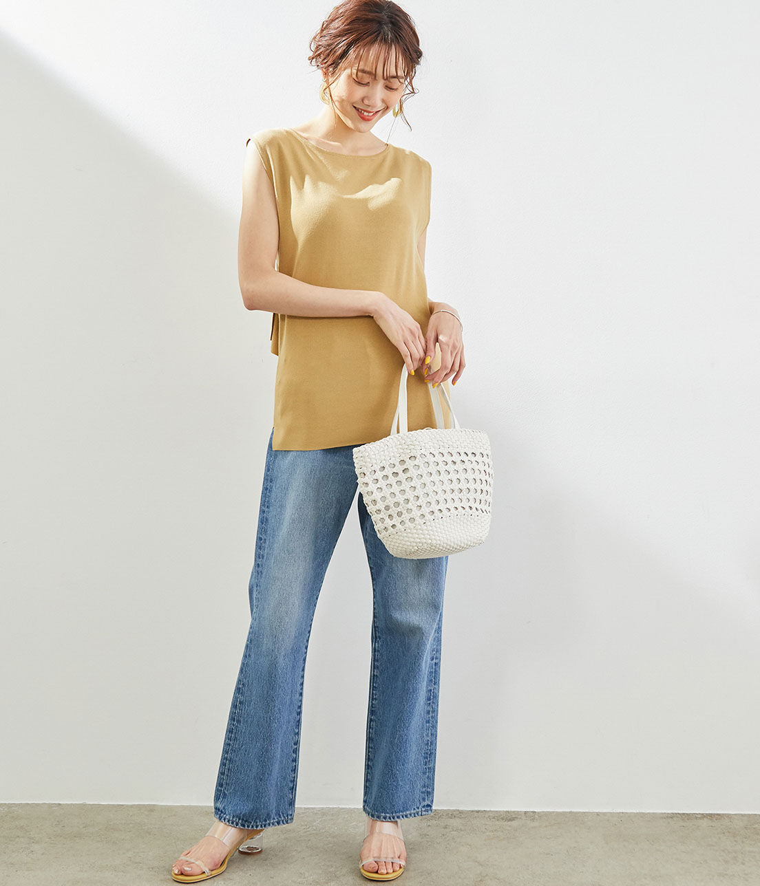 Rope&rsquo;Picnic「後ろ結びゼロスリーブプルオーバー」|ニット・セーター|