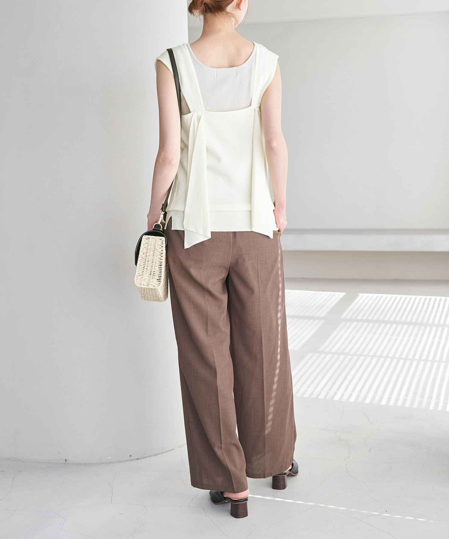 Rope&rsquo;Picnic「後ろ結びゼロスリーブプルオーバー」|ニット・セーター|