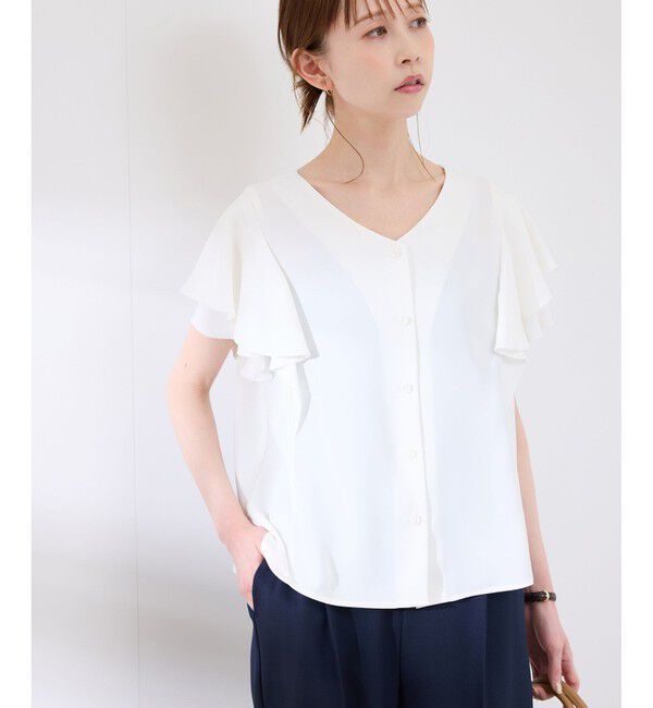 Rope&rsquo;Picnic「【WEB限定カラー】【UVケア・接触冷感・前後2WAY】フレアスリーブブラウス」|シャツ・ブラウス|