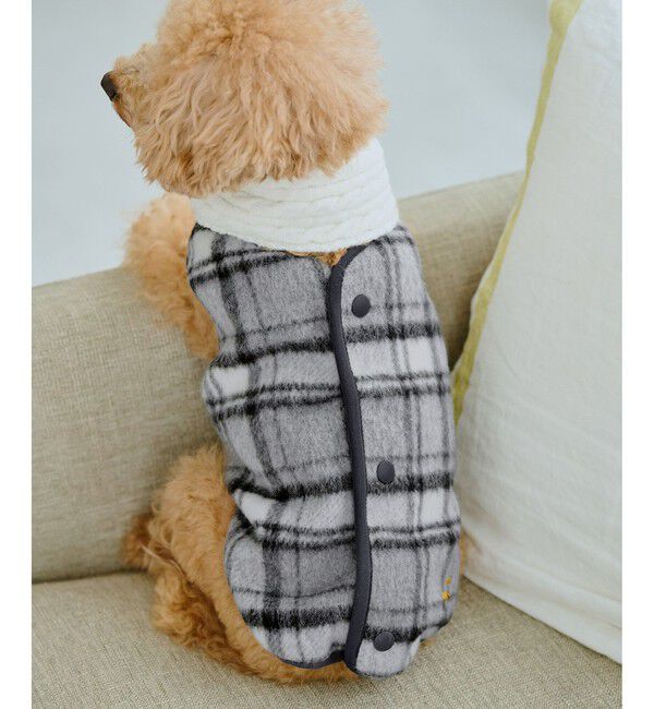 ROPE PICNIC PASSAGE「【DOG】チェック柄シャギーベスト」|その他|グレー(07)