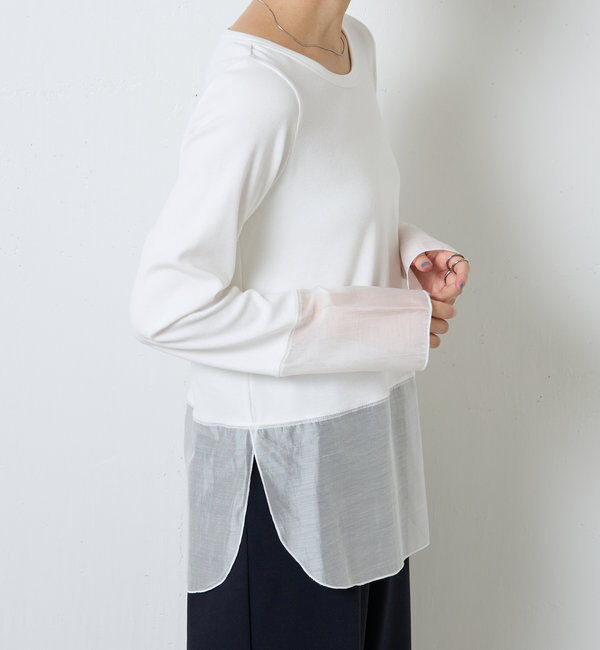  「【レイヤードに最適！】裾シアーロンT」|Tシャツ・カットソー|