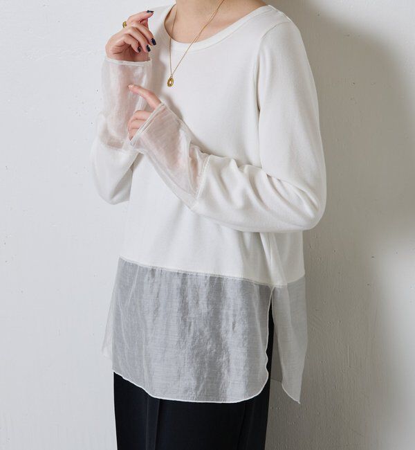  「【レイヤードに最適！】裾シアーロンT」|Tシャツ・カットソー|