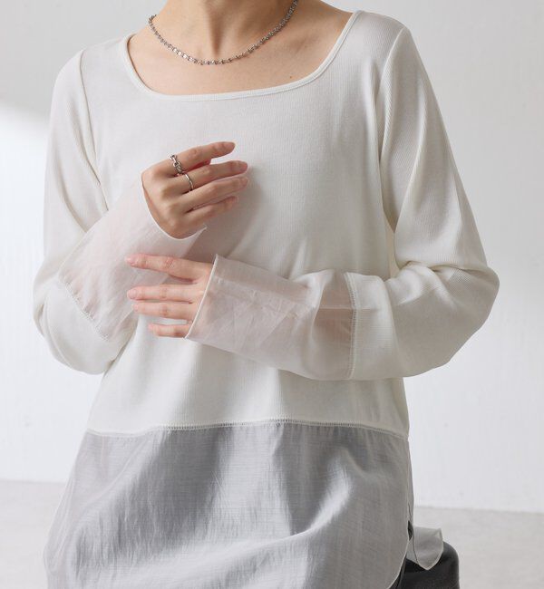  「【レイヤードに最適！】裾シアーロンT」|Tシャツ・カットソー|