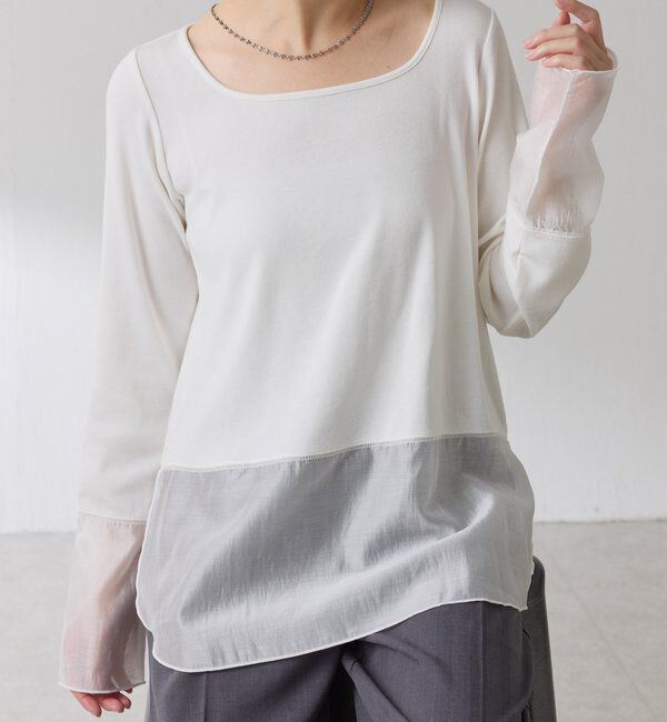  「【レイヤードに最適！】裾シアーロンT」|Tシャツ・カットソー|