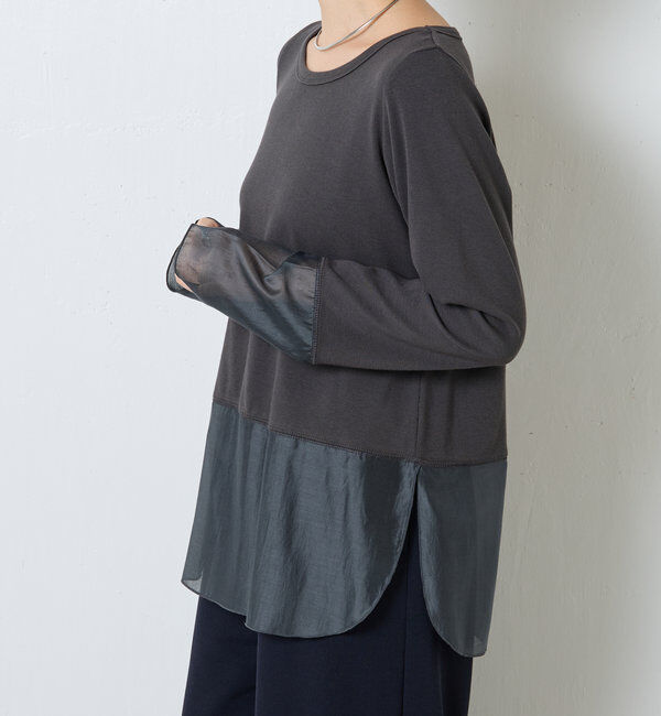  「【レイヤードに最適！】裾シアーロンT」|Tシャツ・カットソー|