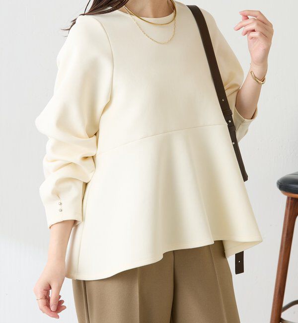  「袖ビジューペプラムカットソー」|Tシャツ・カットソー|