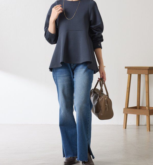  「袖ビジューペプラムカットソー」|Tシャツ・カットソー|