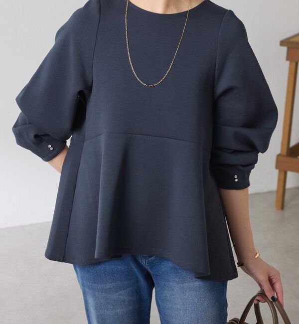  「袖ビジューペプラムカットソー」|Tシャツ・カットソー|