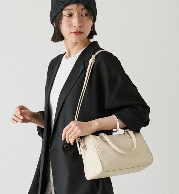  「《composition》レザー2WAYミニボストンバッグ」|ボストンバッグ|アイボリー