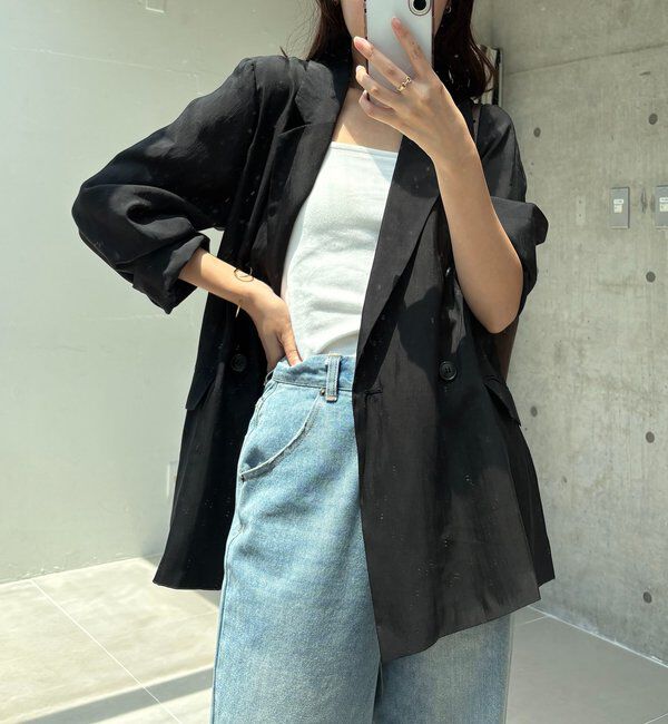  「【全骨格細見え/オフィスコーデにも◎】ライトテーラージャケット」|テーラードジャケット|ブラック