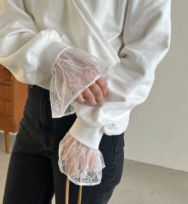  「【前後2WAY】カシュクール袖レーススウェット」|Tシャツ・カットソー|