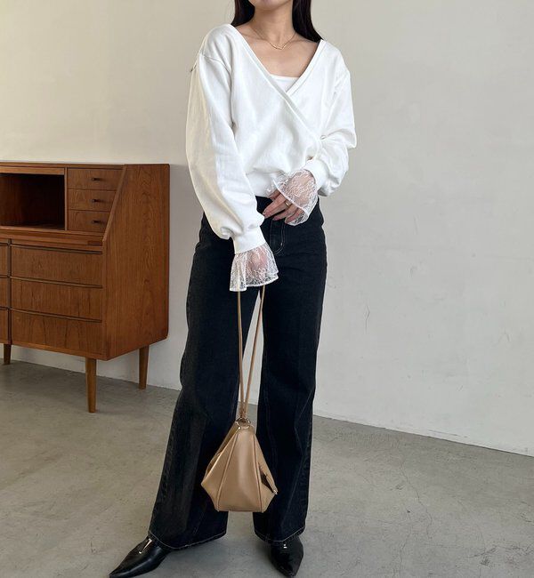  「【前後2WAY】カシュクール袖レーススウェット」|Tシャツ・カットソー|