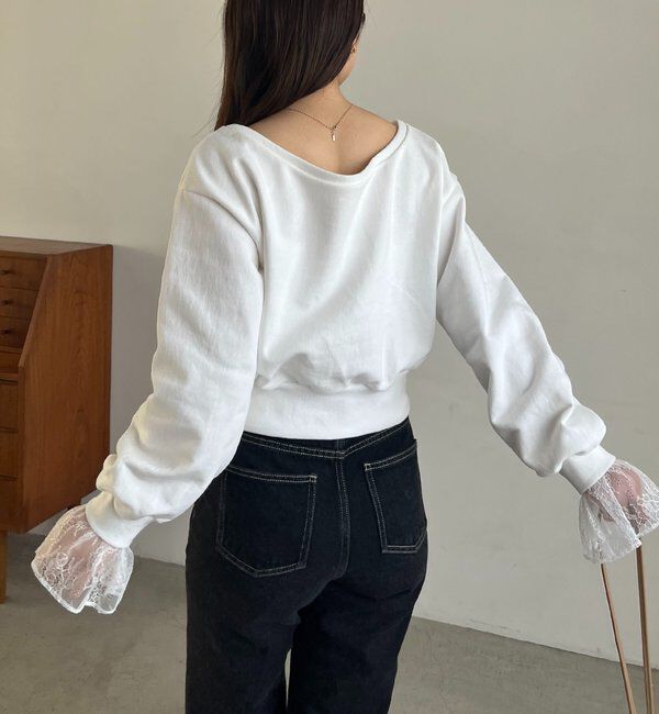  「【前後2WAY】カシュクール袖レーススウェット」|Tシャツ・カットソー|