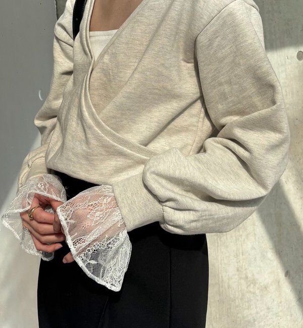  「【前後2WAY】カシュクール袖レーススウェット」|Tシャツ・カットソー|