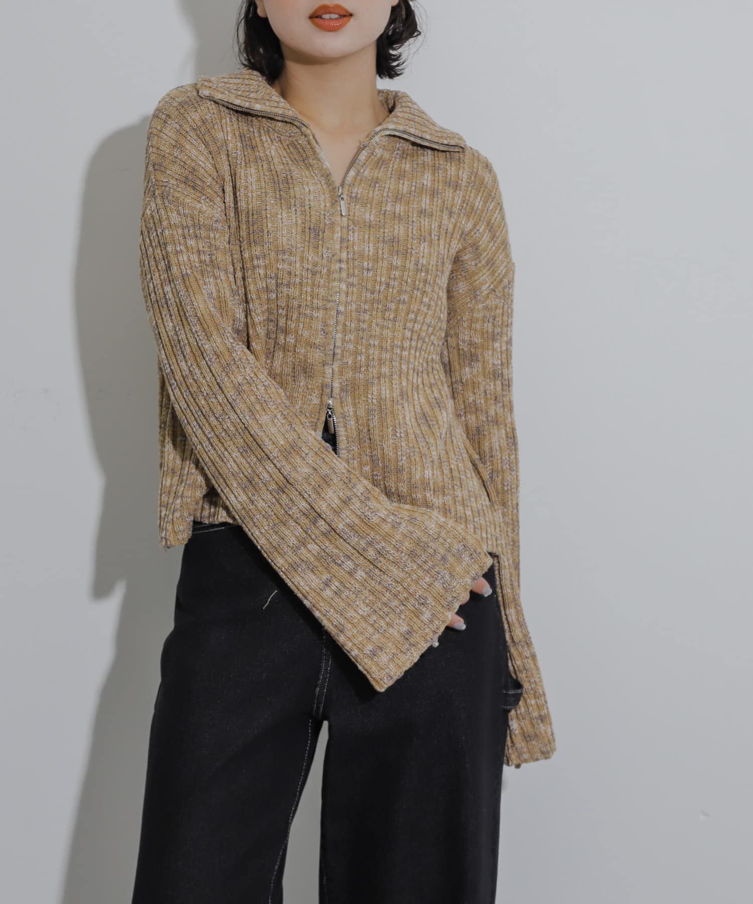 SENSE OF PLACE by URBAN RESEARCH「ダブルジップセーター」|ニット・セーター|ベージュ