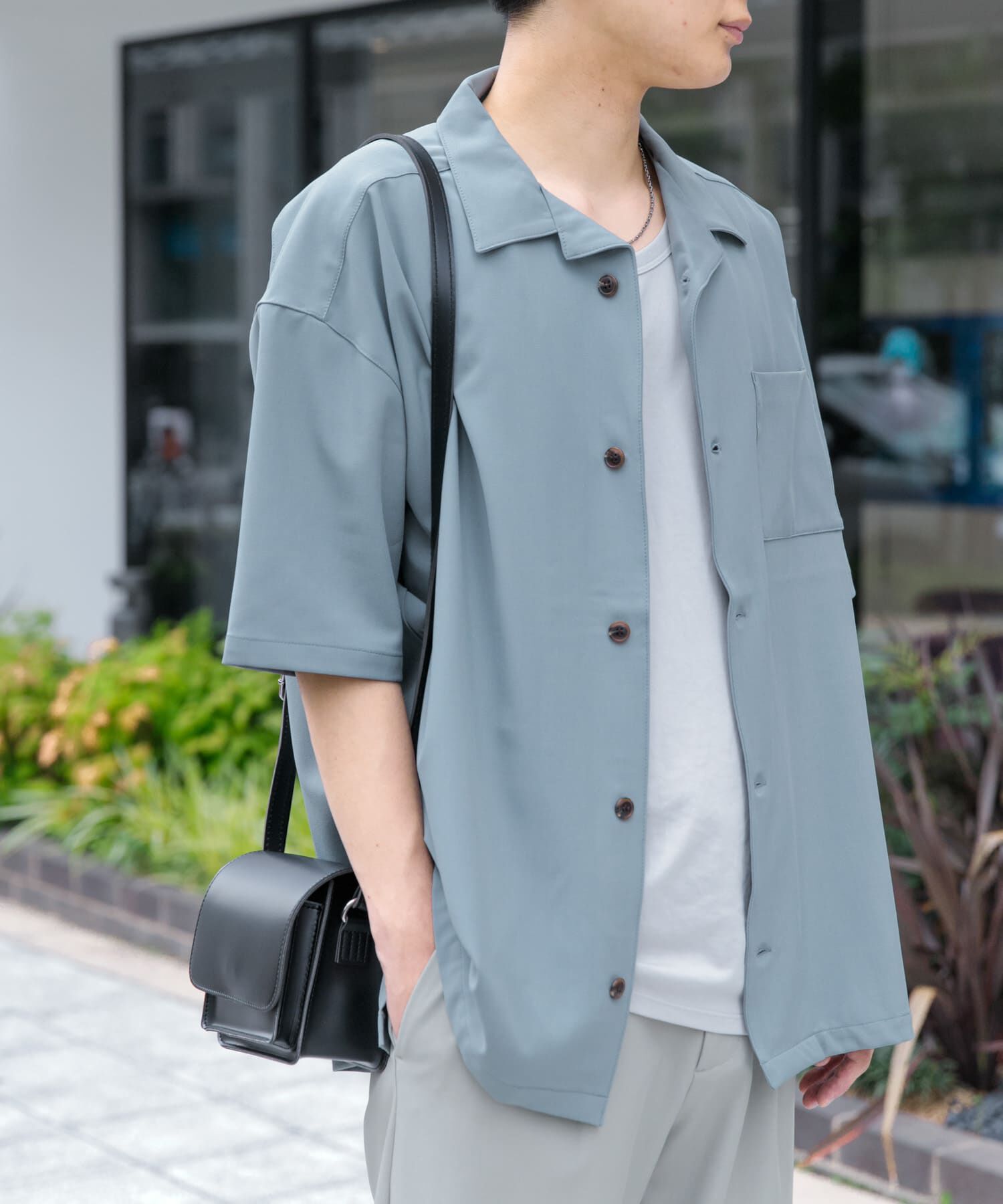 SENSE OF PLACE by URBAN RESEARCH「『ユニセックス』オープンカラールーズシャツ(5分袖)」|シャツ・ブラウス|