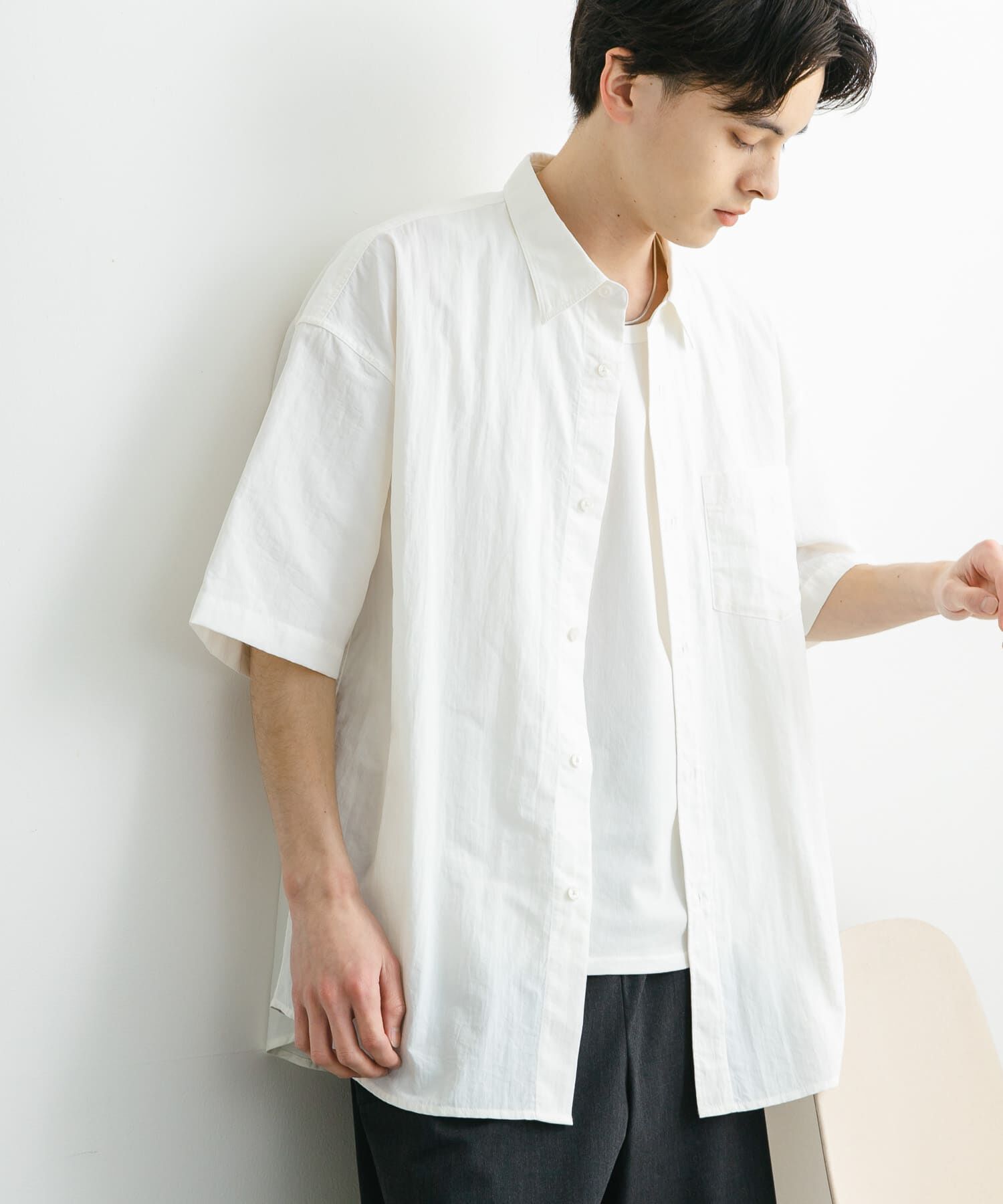 SENSE OF PLACE by URBAN RESEARCH「ナイロンレギュラーカラールーズショートスリーブシャツ」|シャツ・ブラウス|