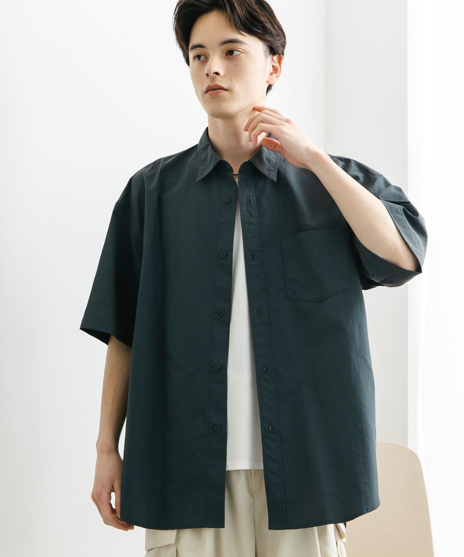 SENSE OF PLACE by URBAN RESEARCH「ナイロンレギュラーカラールーズショートスリーブシャツ」|シャツ・ブラウス|