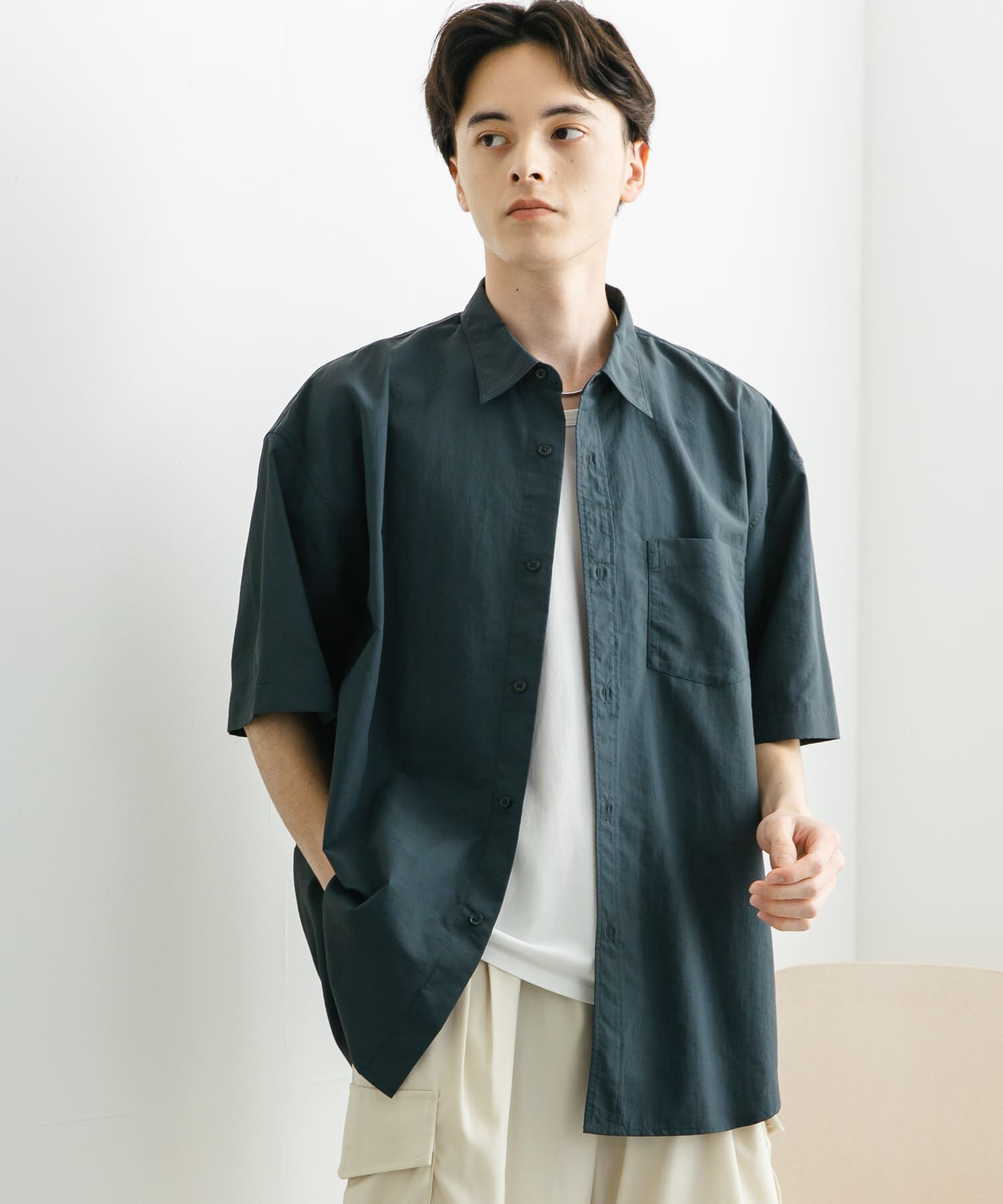 SENSE OF PLACE by URBAN RESEARCH「ナイロンレギュラーカラールーズショートスリーブシャツ」|シャツ・ブラウス|