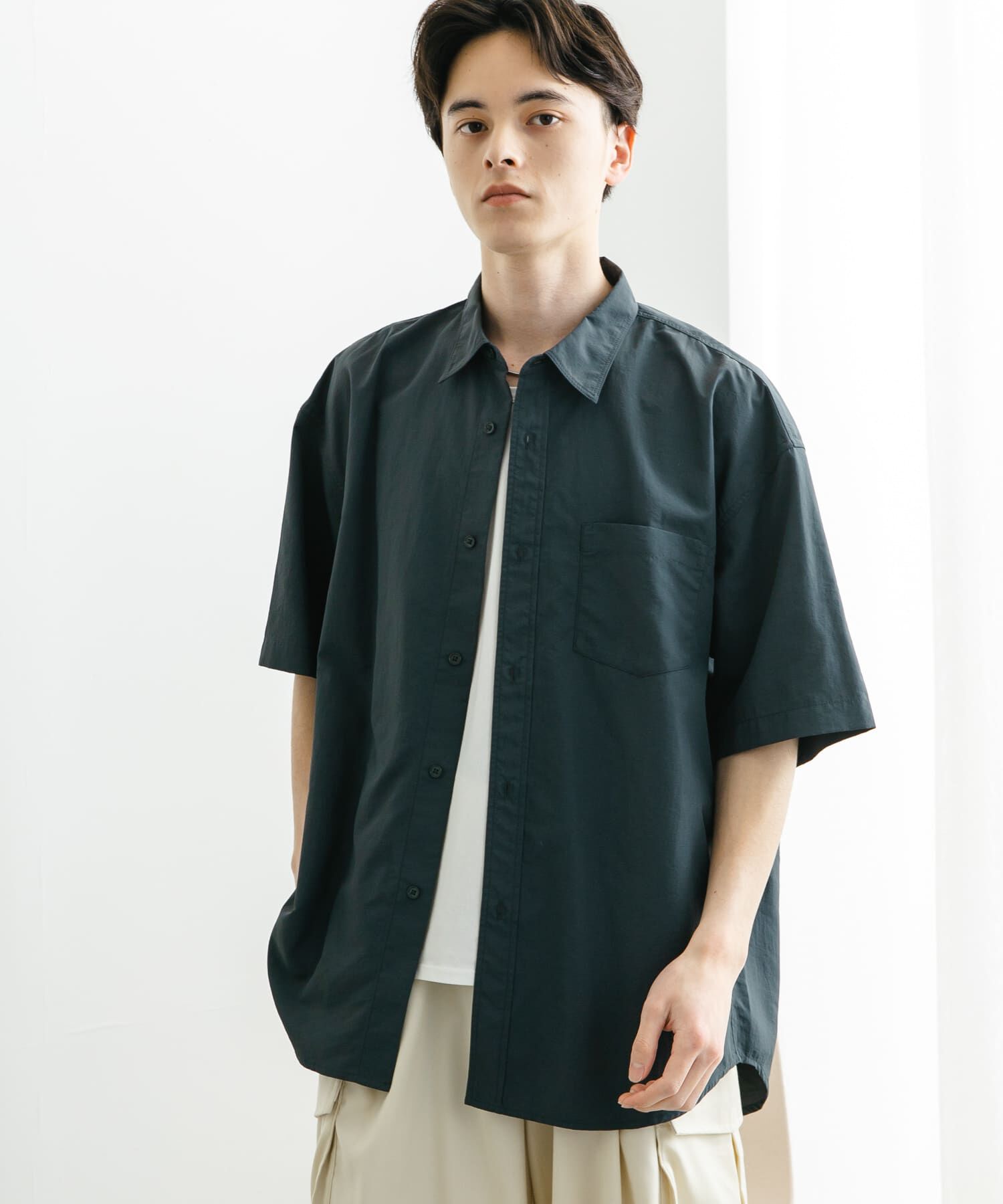 SENSE OF PLACE by URBAN RESEARCH「ナイロンレギュラーカラールーズショートスリーブシャツ」|シャツ・ブラウス|