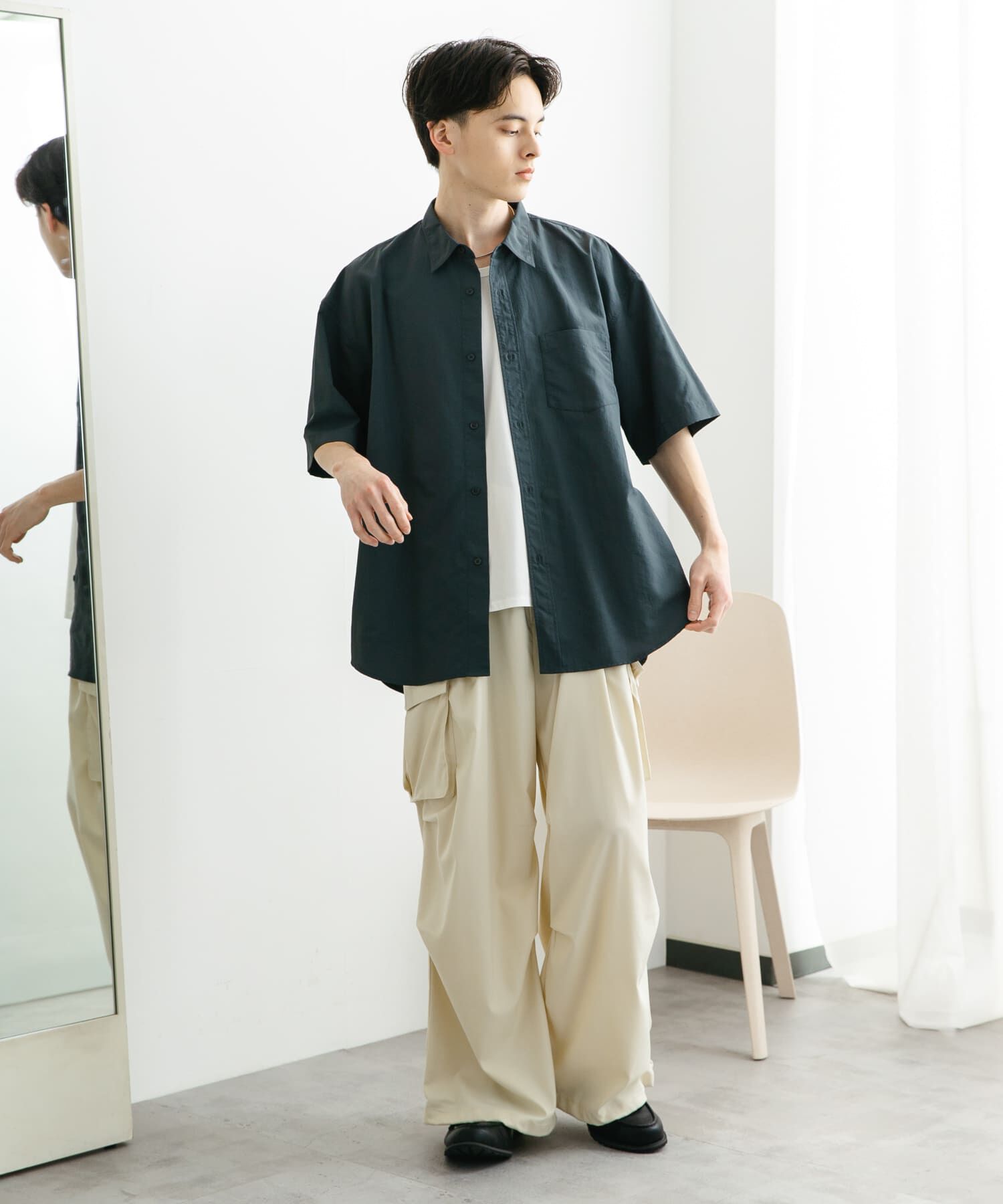 SENSE OF PLACE by URBAN RESEARCH「ナイロンレギュラーカラールーズショートスリーブシャツ」|シャツ・ブラウス|