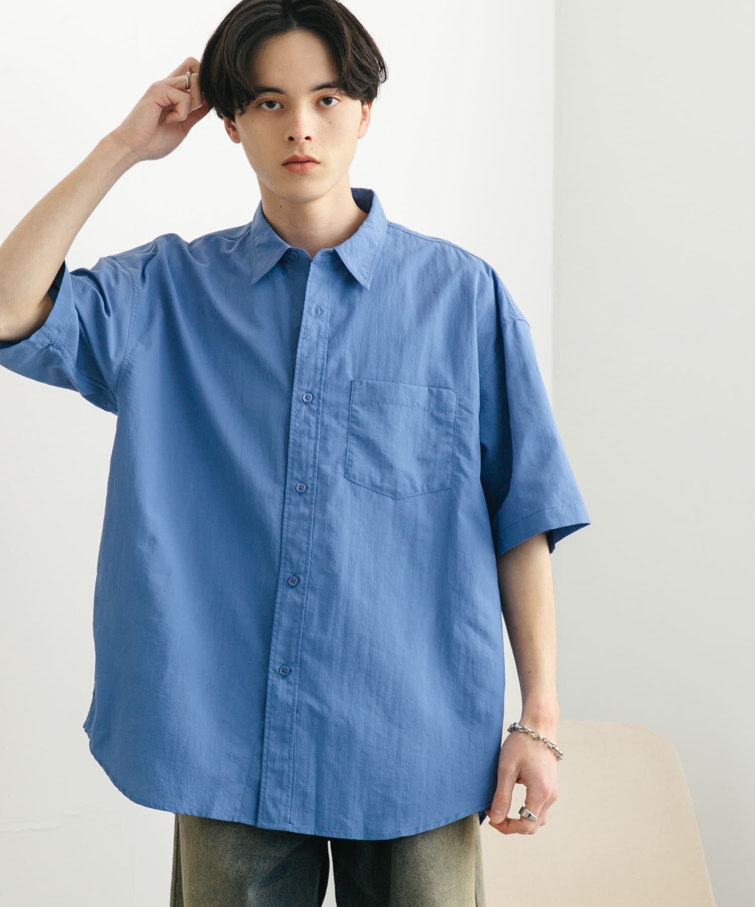 SENSE OF PLACE by URBAN RESEARCH「ナイロンレギュラーカラールーズショートスリーブシャツ」|シャツ・ブラウス|