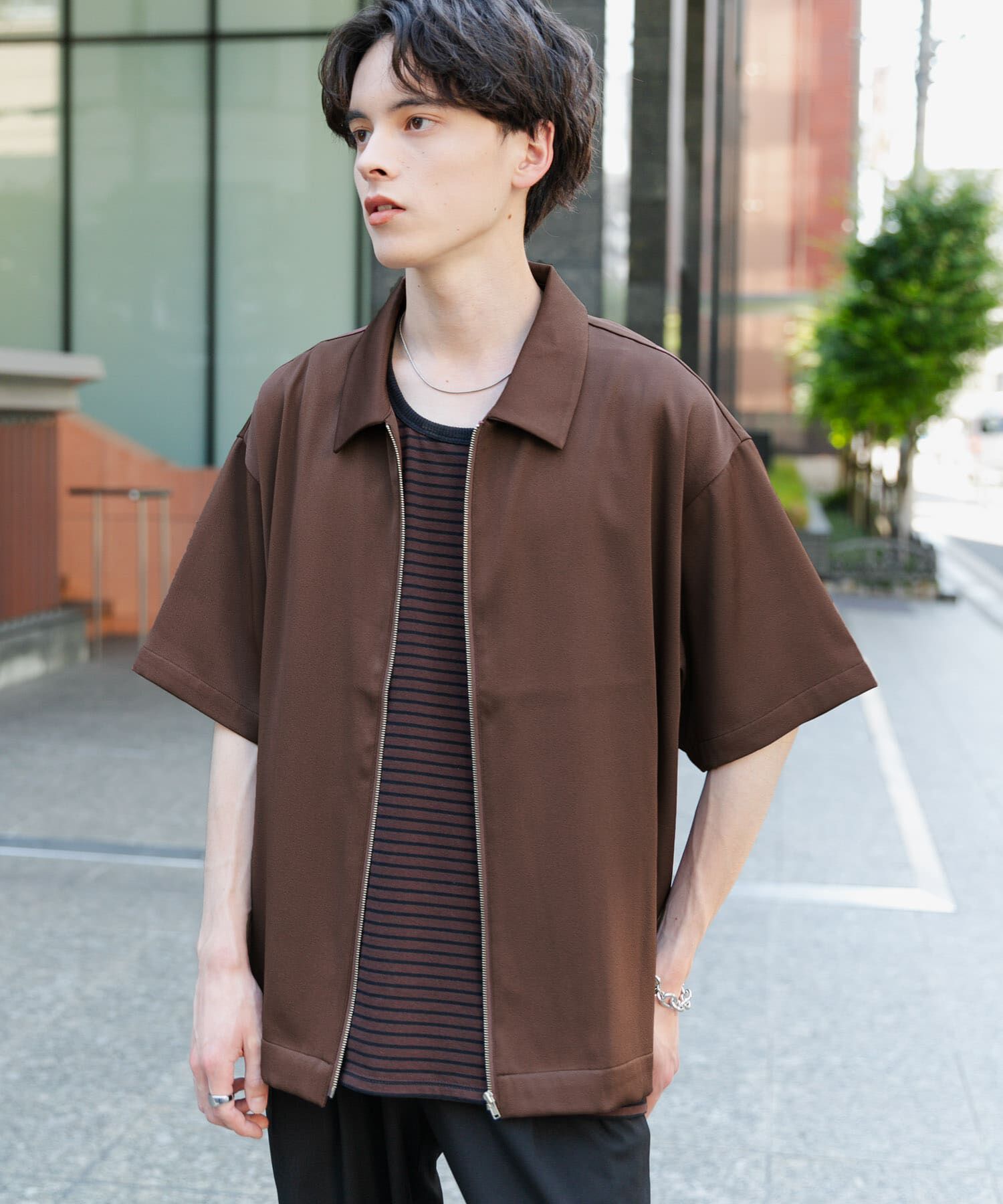 SENSE OF PLACE by URBAN RESEARCH「ZIPショートスリーブルーズシャツ」|シャツ・ブラウス|