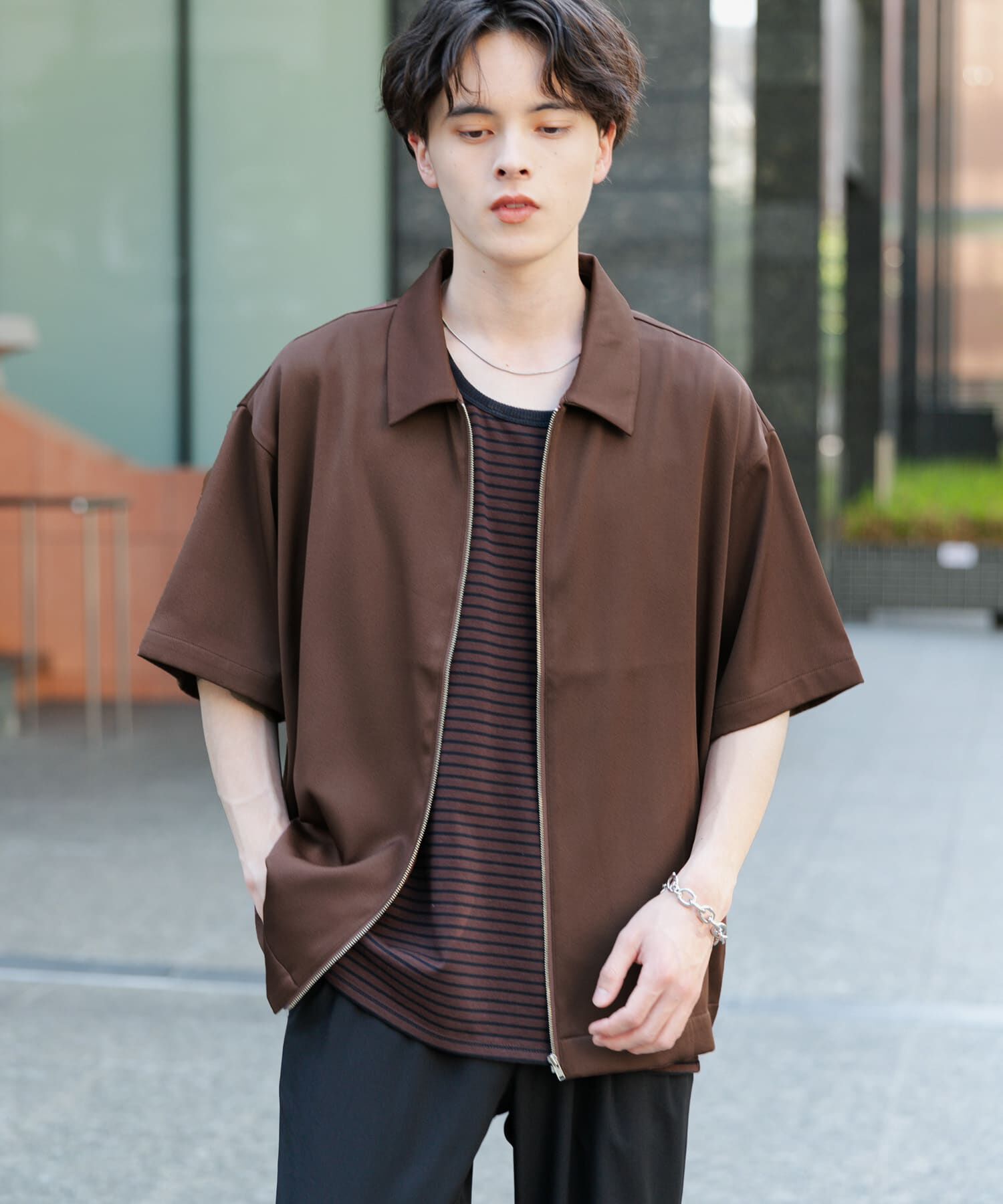 SENSE OF PLACE by URBAN RESEARCH「ZIPショートスリーブルーズシャツ」|シャツ・ブラウス|