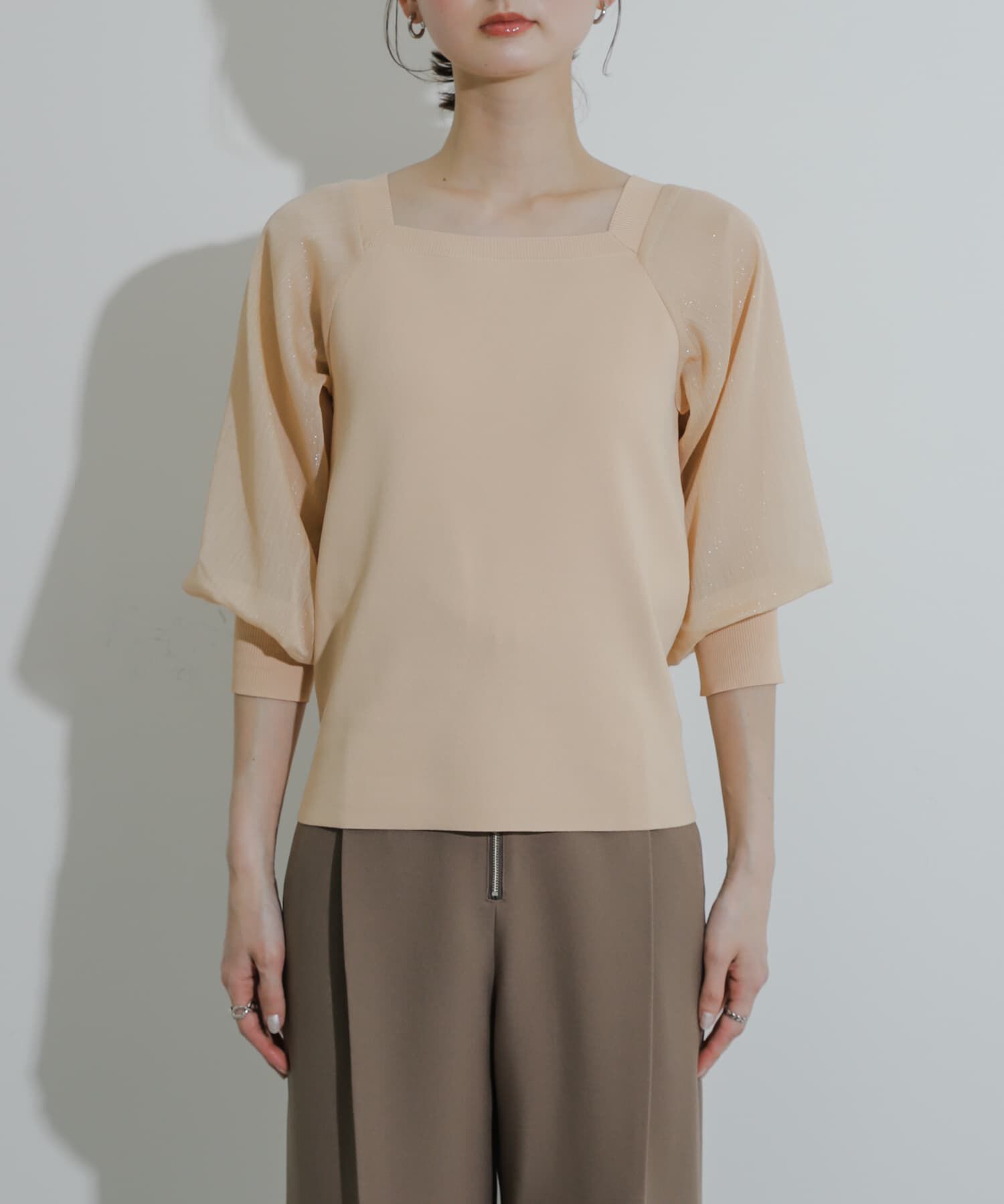 SENSE OF PLACE by URBAN RESEARCH「シアーボリュームスリーブセーター(5分袖)」|ニット・セーター|