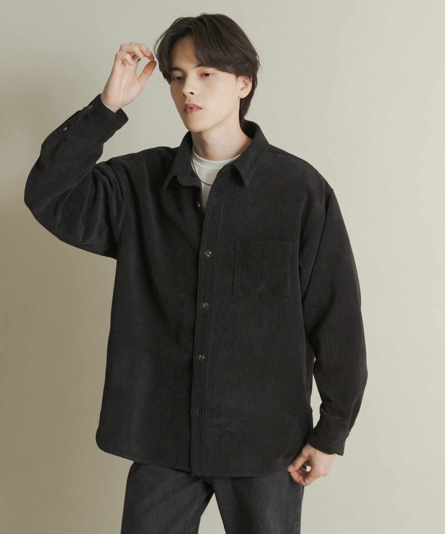 SENSE OF PLACE by URBAN RESEARCH「『ユニセックス』ウォッシュドコーデュロイロングスリーブシャツ」|シャツ・ブラウス|