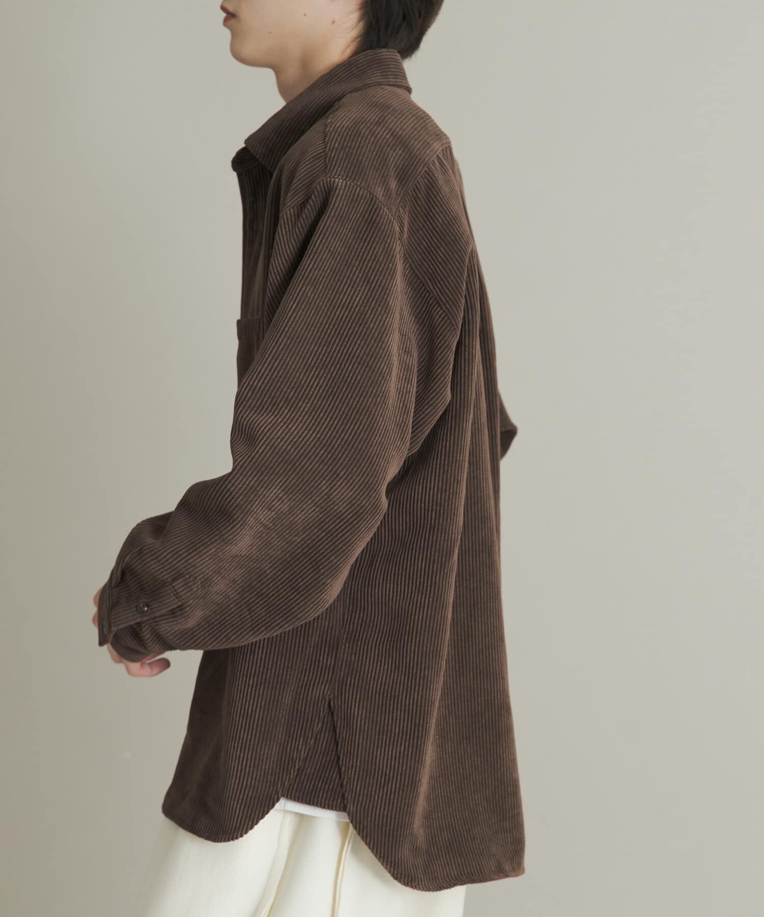 SENSE OF PLACE by URBAN RESEARCH「『ユニセックス』ウォッシュドコーデュロイロングスリーブシャツ」|シャツ・ブラウス|ブラウン