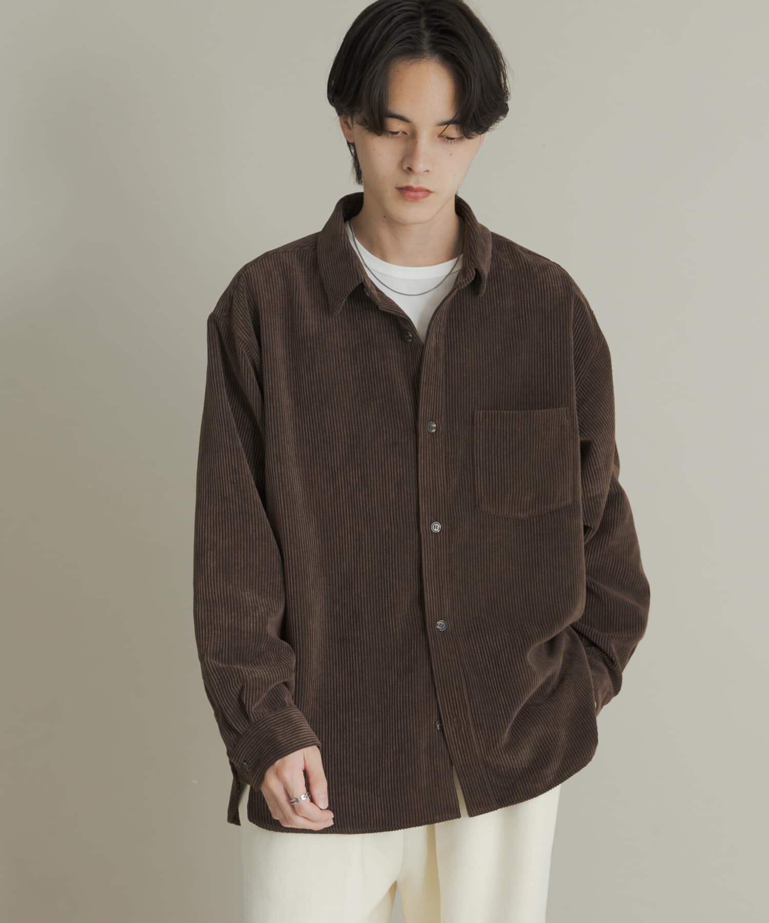 SENSE OF PLACE by URBAN RESEARCH「『ユニセックス』ウォッシュドコーデュロイロングスリーブシャツ」|シャツ・ブラウス|
