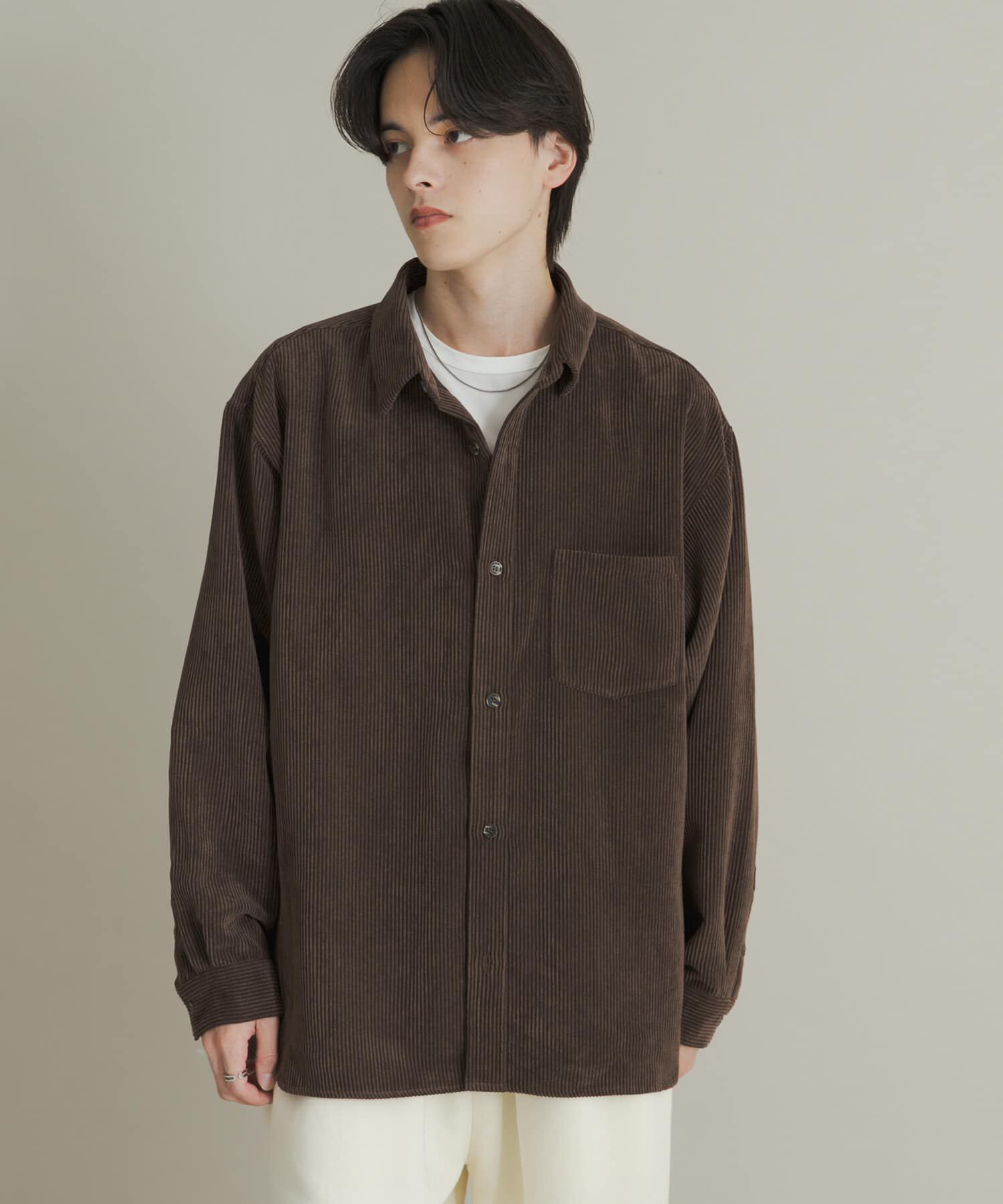 SENSE OF PLACE by URBAN RESEARCH「『ユニセックス』ウォッシュドコーデュロイロングスリーブシャツ」|シャツ・ブラウス|