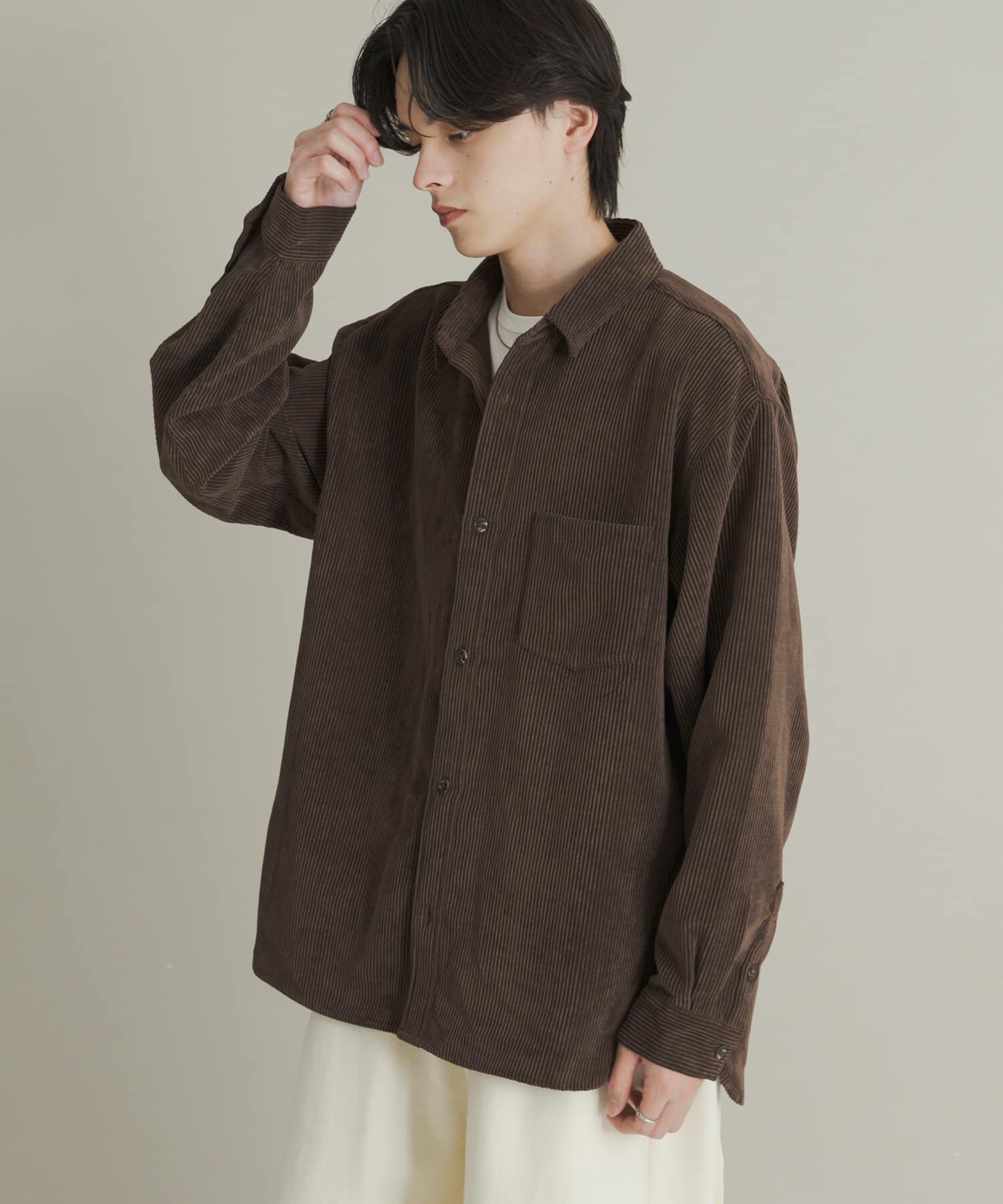 SENSE OF PLACE by URBAN RESEARCH「『ユニセックス』ウォッシュドコーデュロイロングスリーブシャツ」|シャツ・ブラウス|