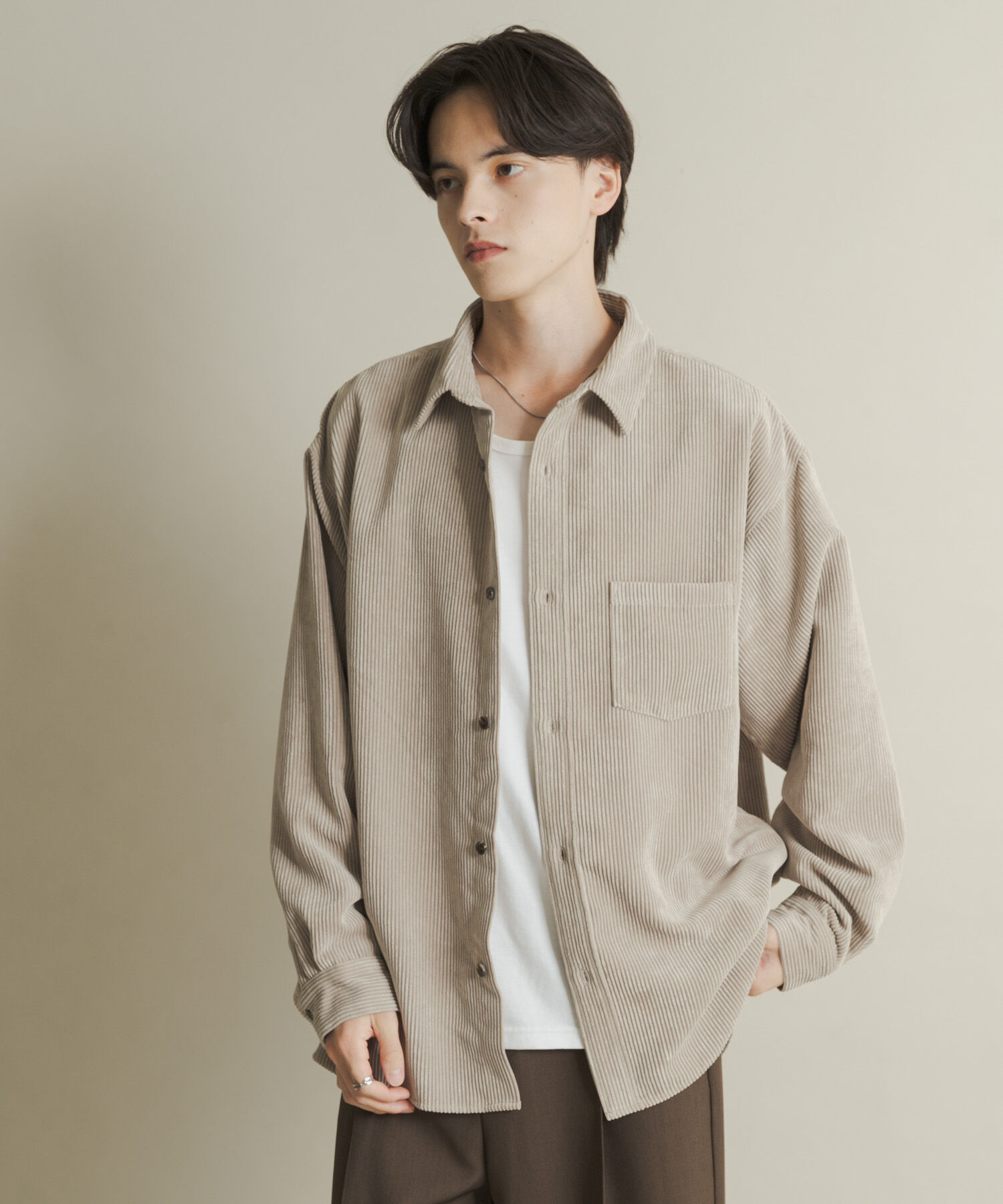 SENSE OF PLACE by URBAN RESEARCH「『ユニセックス』ウォッシュドコーデュロイロングスリーブシャツ」|シャツ・ブラウス|