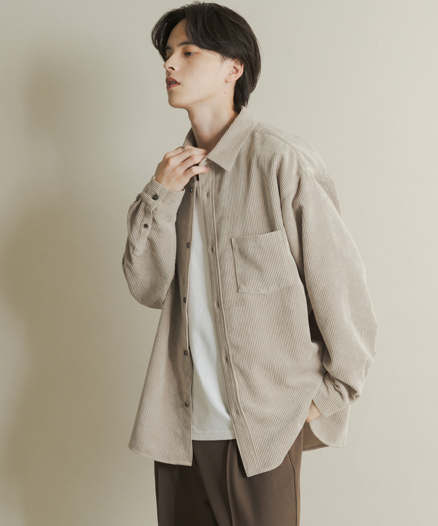 SENSE OF PLACE by URBAN RESEARCH「『ユニセックス』ウォッシュドコーデュロイロングスリーブシャツ」|シャツ・ブラウス|