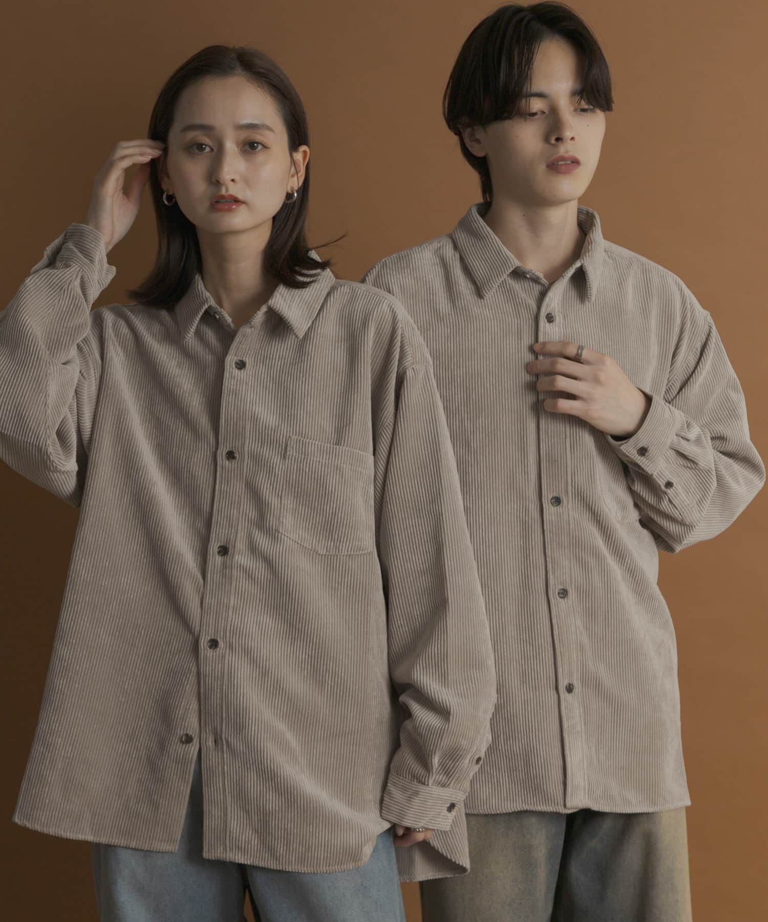 SENSE OF PLACE by URBAN RESEARCH「『ユニセックス』ウォッシュドコーデュロイロングスリーブシャツ」|シャツ・ブラウス|