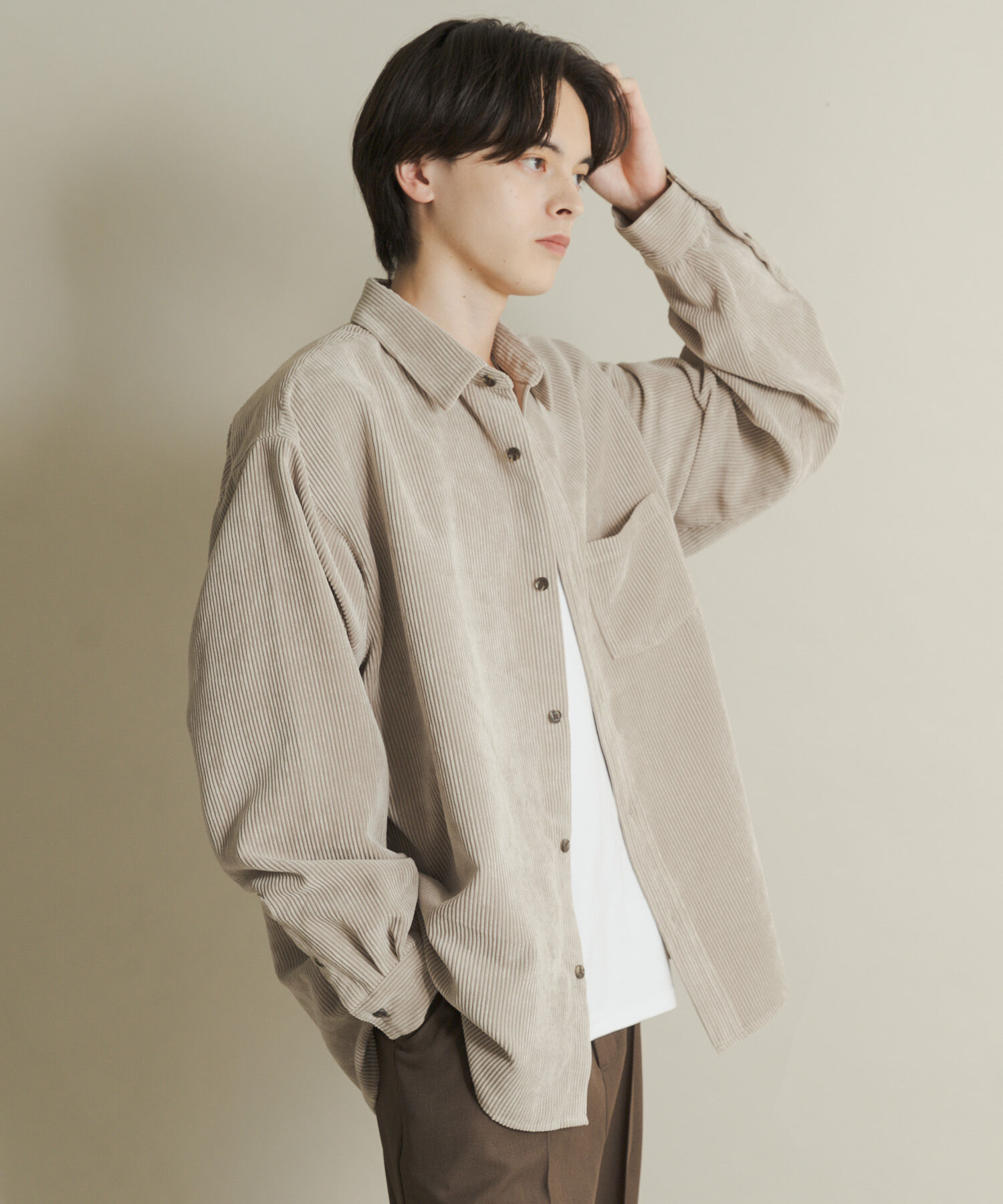 SENSE OF PLACE by URBAN RESEARCH「『ユニセックス』ウォッシュドコーデュロイロングスリーブシャツ」|シャツ・ブラウス|