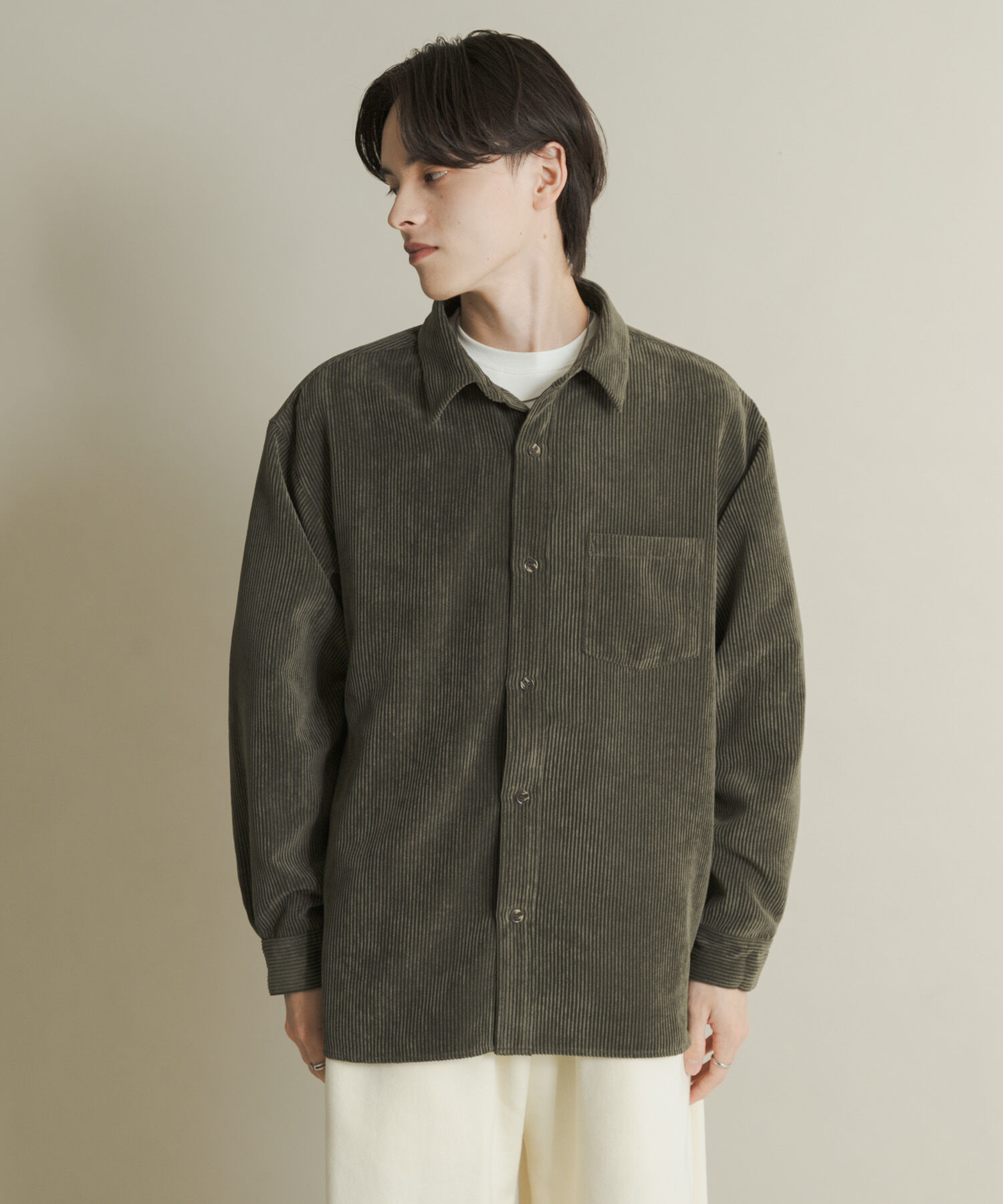 SENSE OF PLACE by URBAN RESEARCH「『ユニセックス』ウォッシュドコーデュロイロングスリーブシャツ」|シャツ・ブラウス|