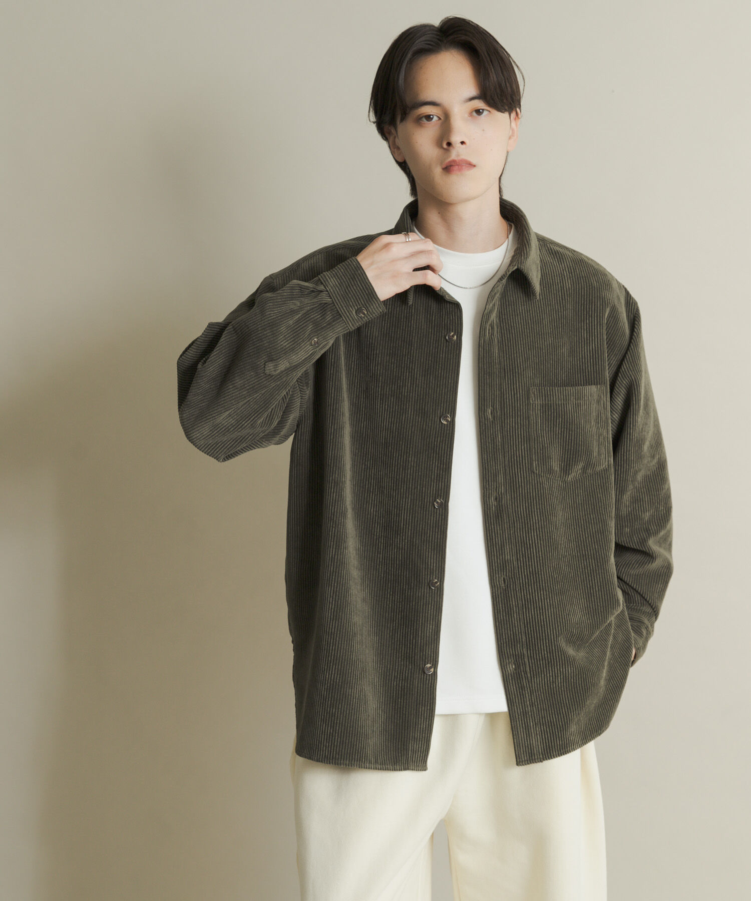 SENSE OF PLACE by URBAN RESEARCH「『ユニセックス』ウォッシュドコーデュロイロングスリーブシャツ」|シャツ・ブラウス|