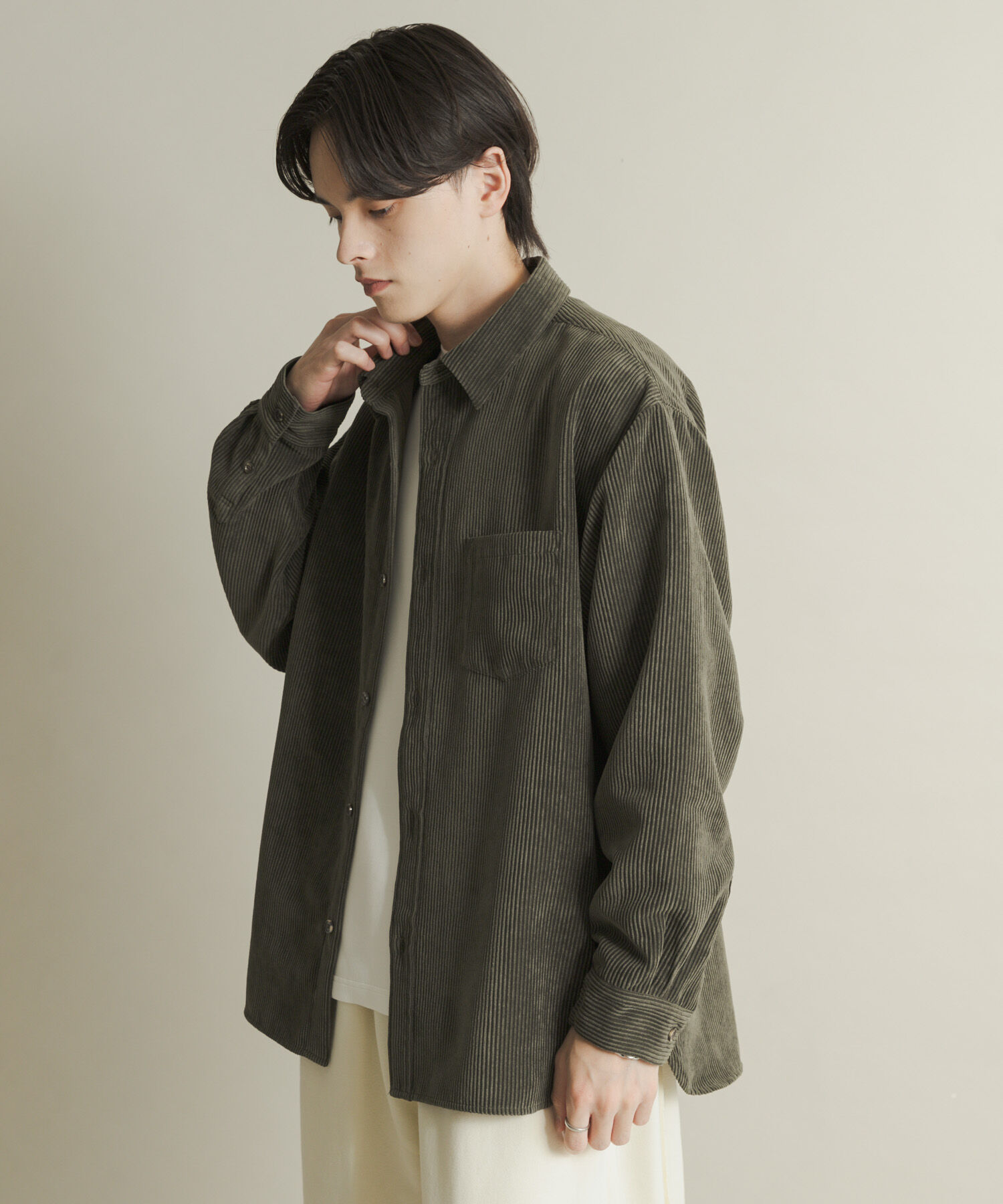 SENSE OF PLACE by URBAN RESEARCH「『ユニセックス』ウォッシュドコーデュロイロングスリーブシャツ」|シャツ・ブラウス|