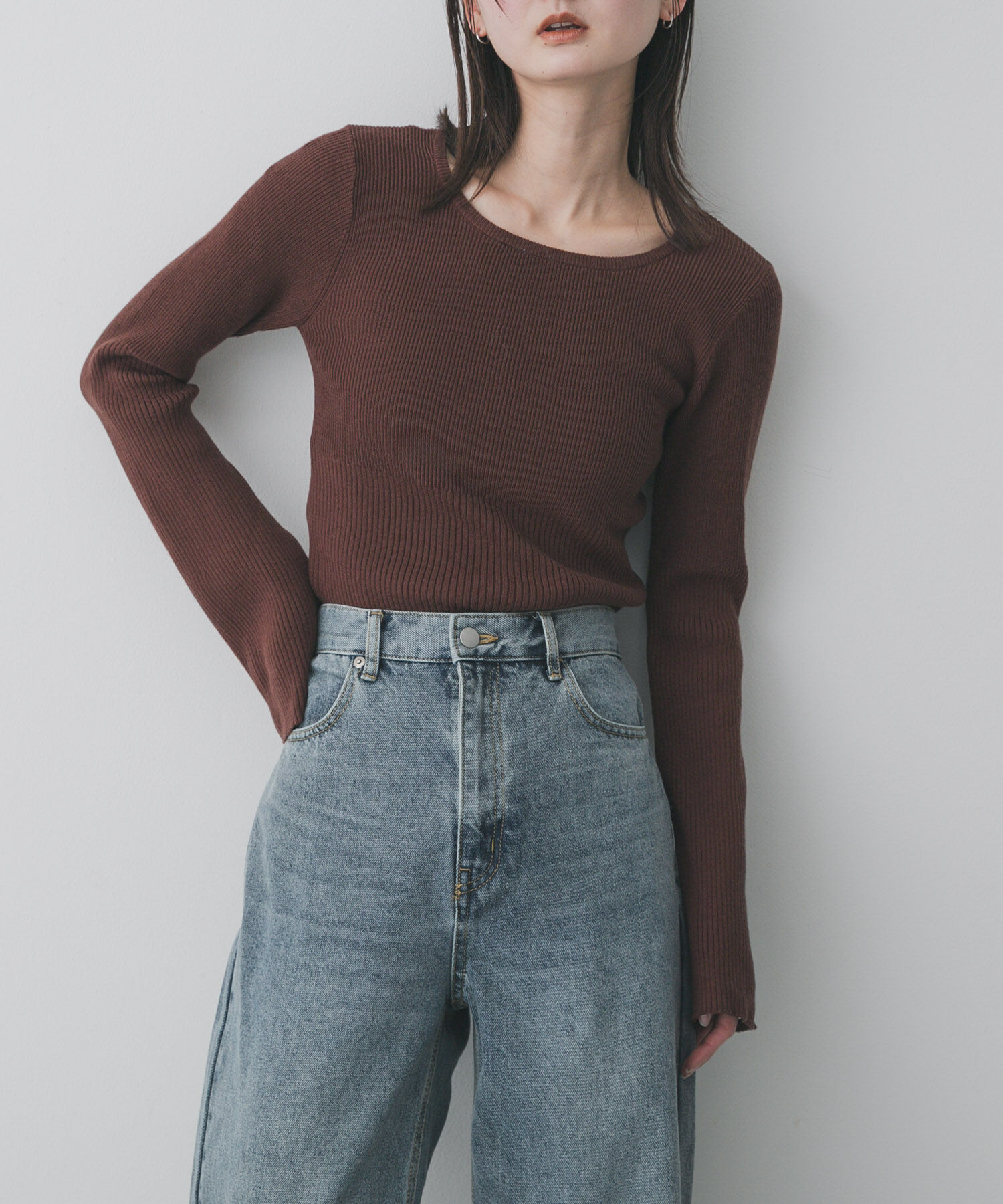 SENSE OF PLACE by URBAN RESEARCH「『WEB限定』2WAYストレッチラウンドネックセーター」|ニット・セーター|ブラウン